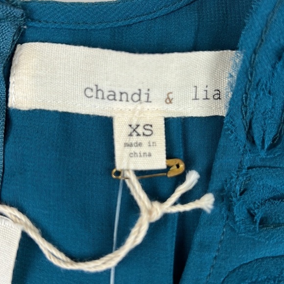 NWT ANTHROPOLOGIE  Chandi & Lia Teal Sleeveless Embroidered Tank - Picture 5 of 8